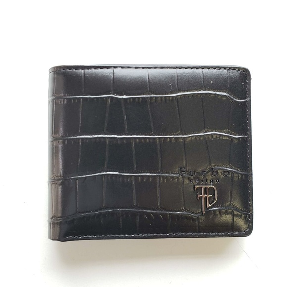 Furbo Design FRB126 Crocodile Bifold Wallet- Black